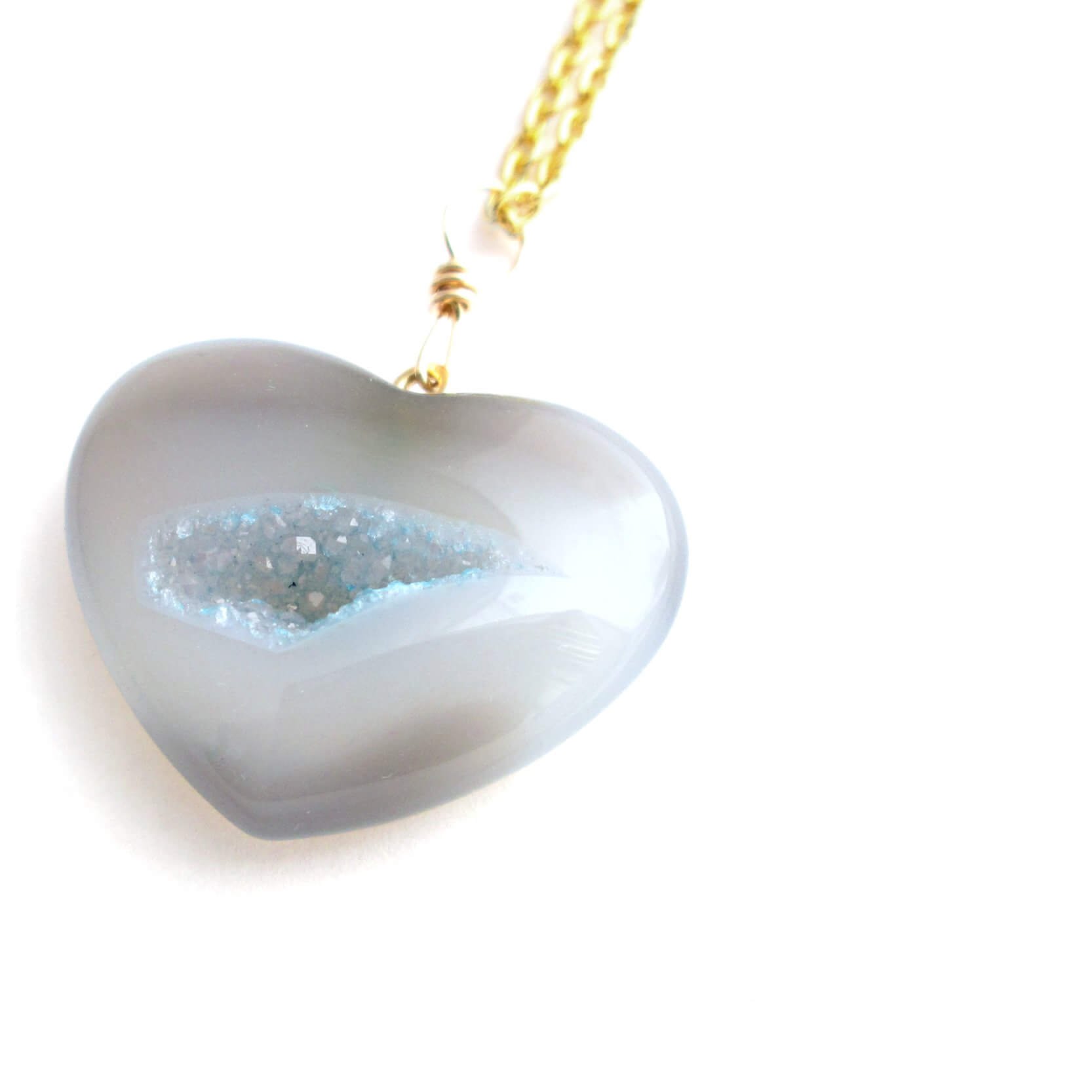 Druzy heart necklace deals
